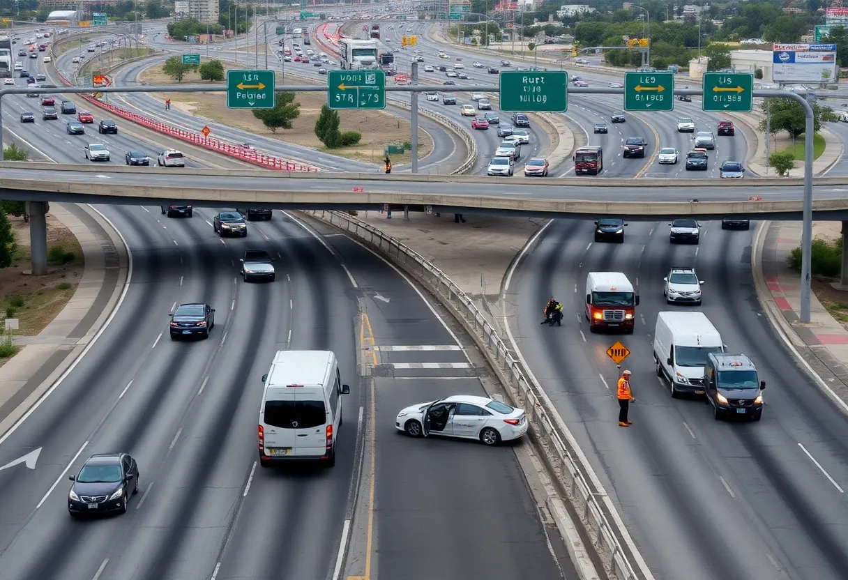 Traffic flow on I-25 to I-40 interchange in Albuquerque