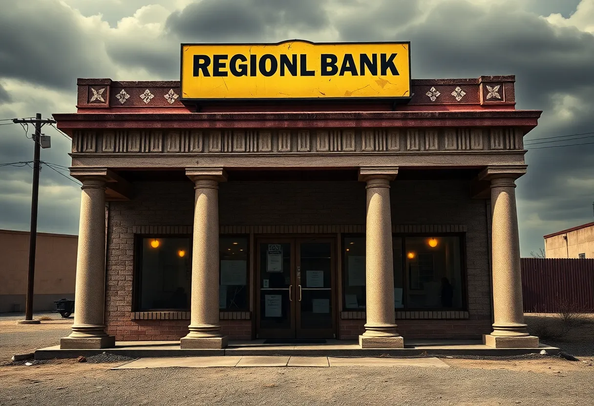 Illustration showing the financial challenges faced by regional banks due to increasing bad loans.