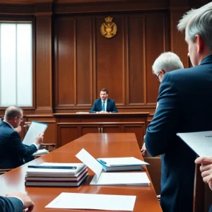 Courtroom representing the JPMorgan Chase fraud case
