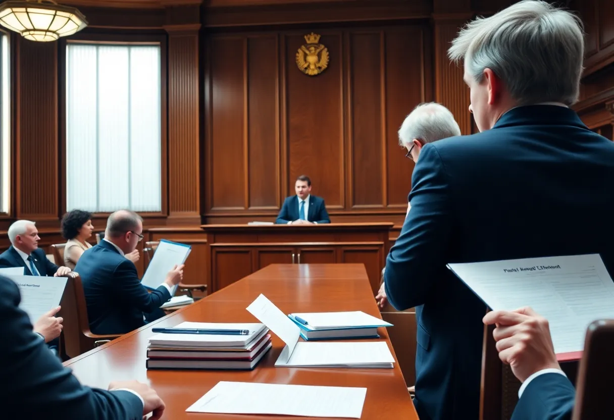 Courtroom representing the JPMorgan Chase fraud case