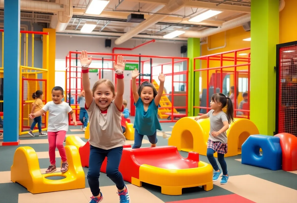Children enjoying activities at KidStrong fitness center in Albuquerque