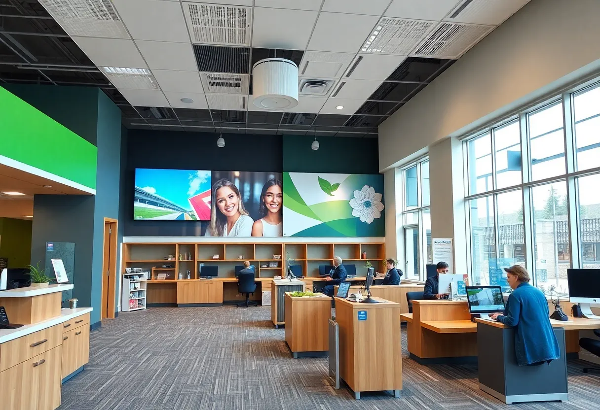 Interior view of the new Kirtland Credit Union branch in Albuquerque