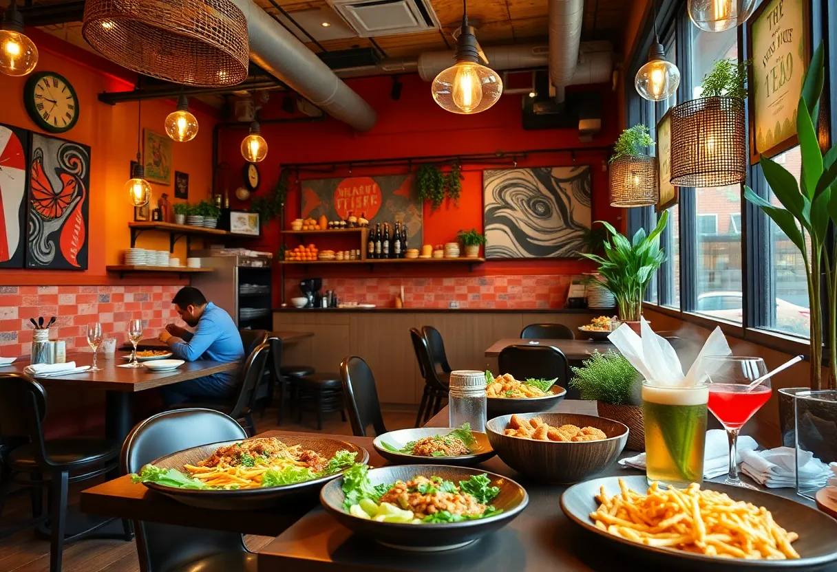 Interior of La Fusion Bistro with diners enjoying fusion dishes