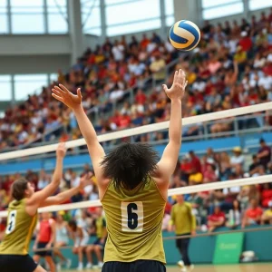 New Mexico Lobos volleyball players competing in a match.
