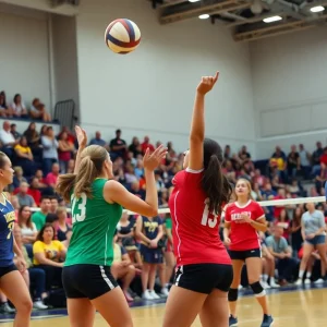 Lobos women's volleyball team celebrates a win against the Aggies