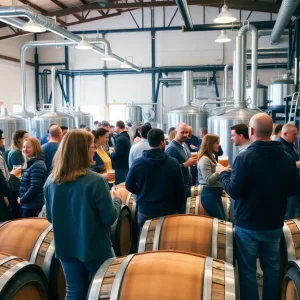Visitors enjoying craft beer at Marble Brewery in Albuquerque