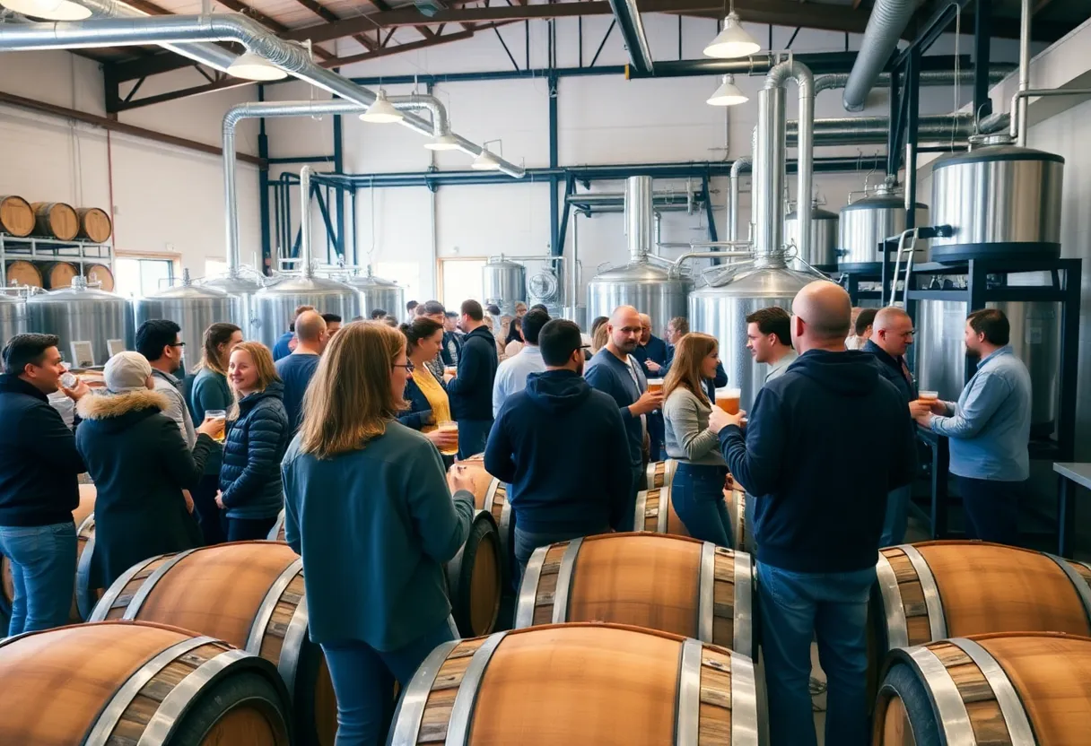Visitors enjoying craft beer at Marble Brewery in Albuquerque