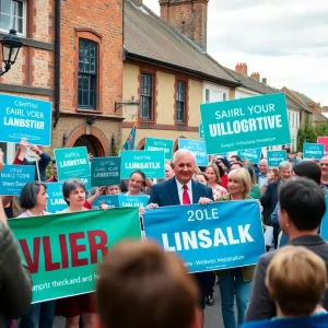 Mark Johnson speaking at his campaign launch in Albuquerque's Old Town