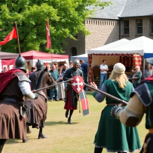 A lively medieval faire at the University of New Mexico featuring jousting and crafts.