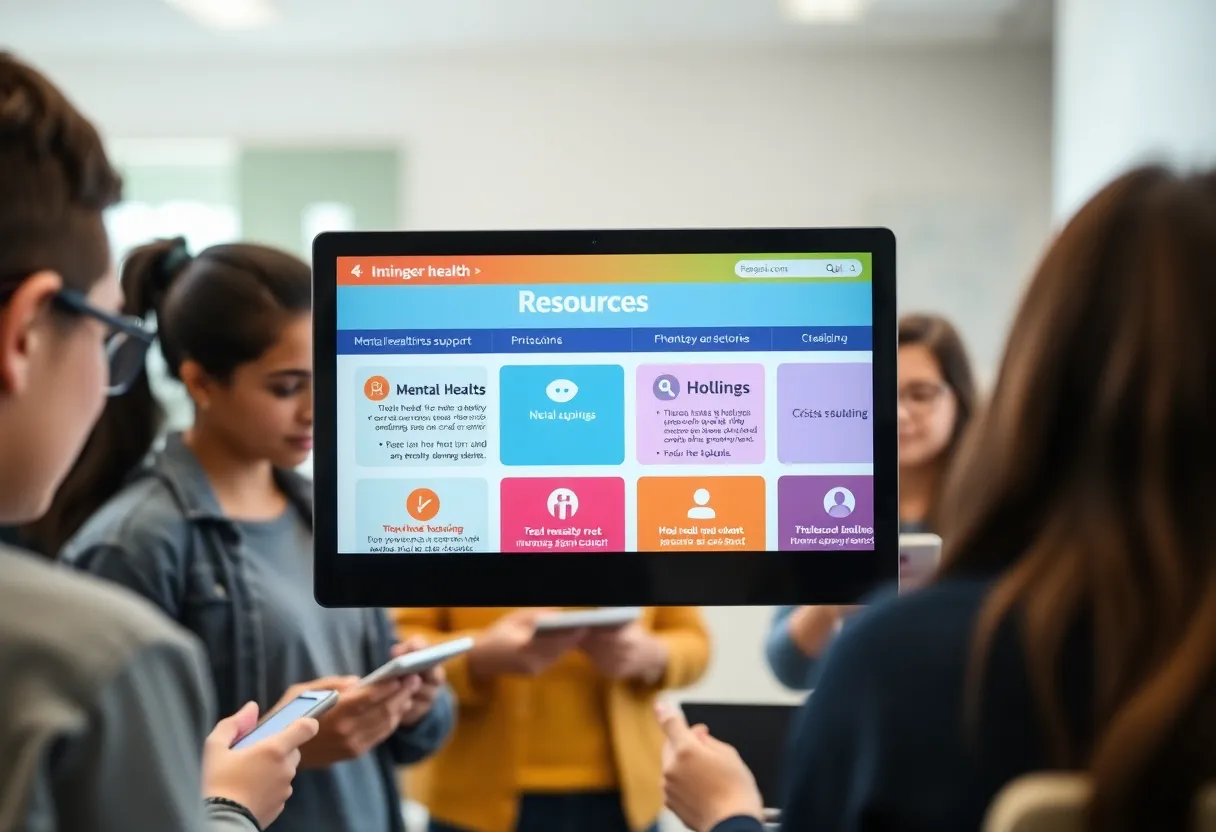 Digital resources tab for mental health support on APS websites
