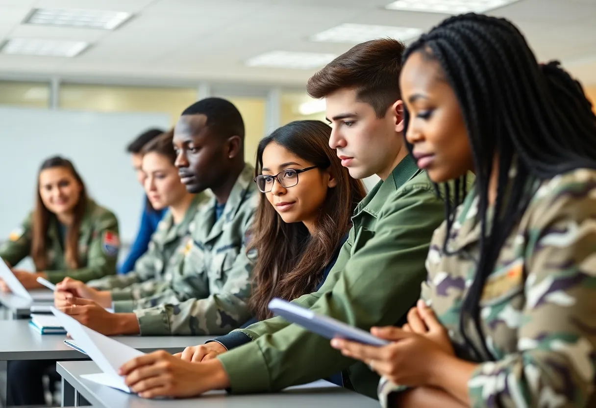A group of military-affiliated students learning at IntelliTec College in Albuquerque.
