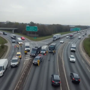 Multi-vehicle accident on Interstate 25 near Bernalillo, emergency services responding.
