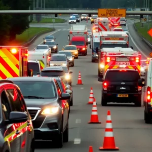Traffic congestion on I-40 due to a multi-vehicle crash