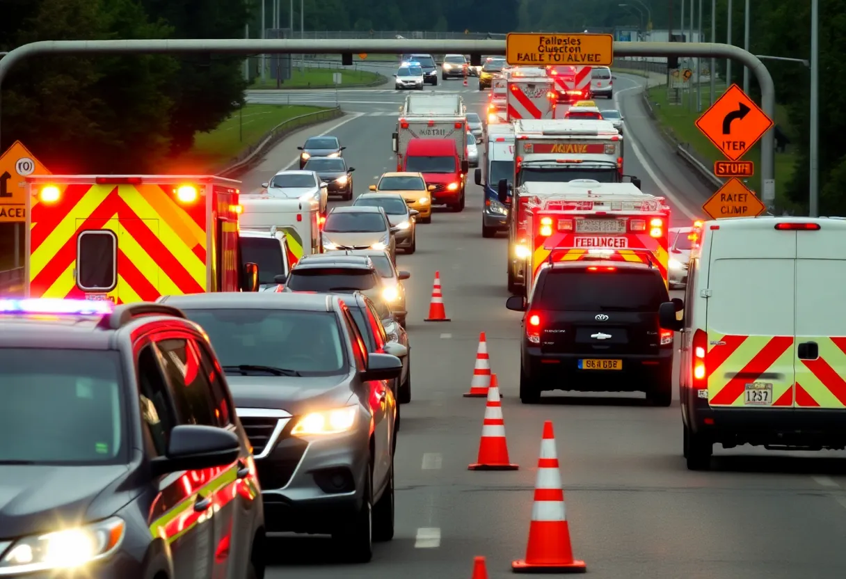 Traffic congestion on I-40 due to a multi-vehicle crash