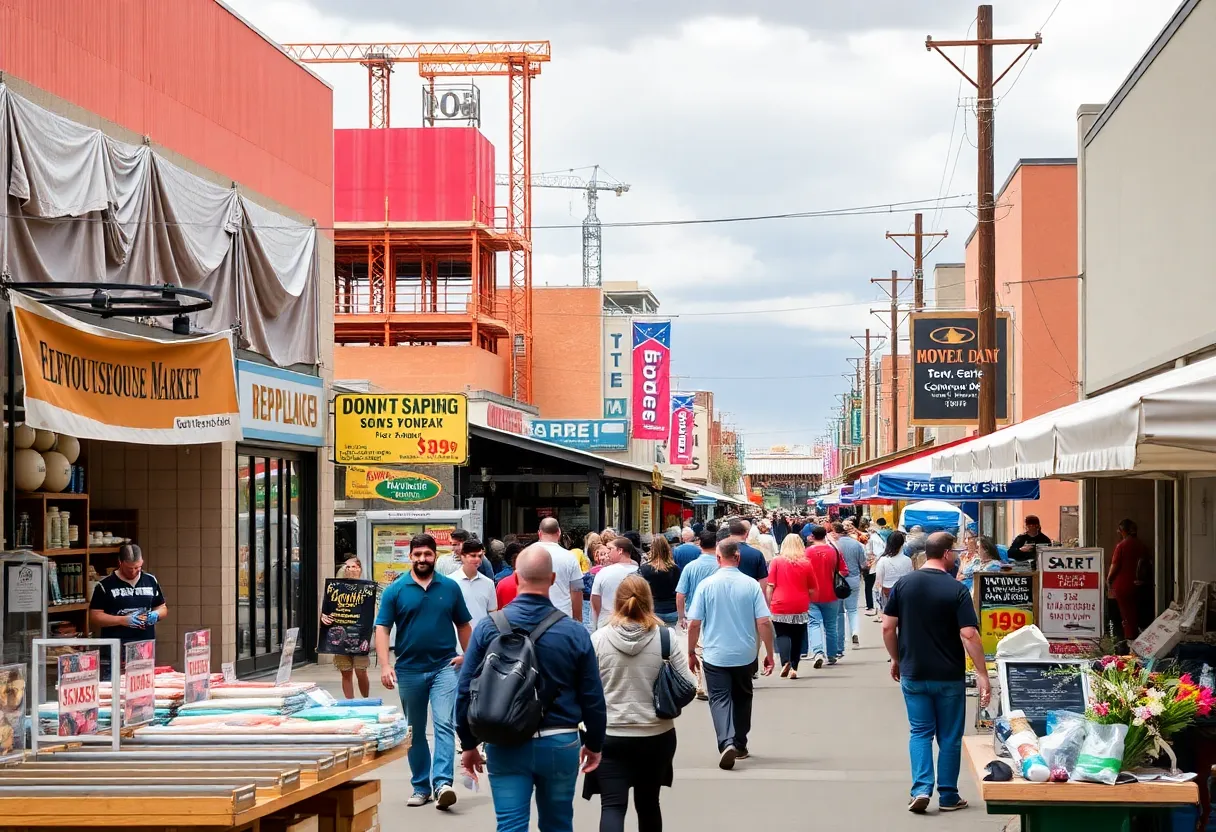 A vibrant scene of Albuquerque businesses amidst trade policy changes