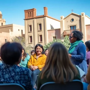 Early childhood care providers discussing the universal child care plan in Santa Fe