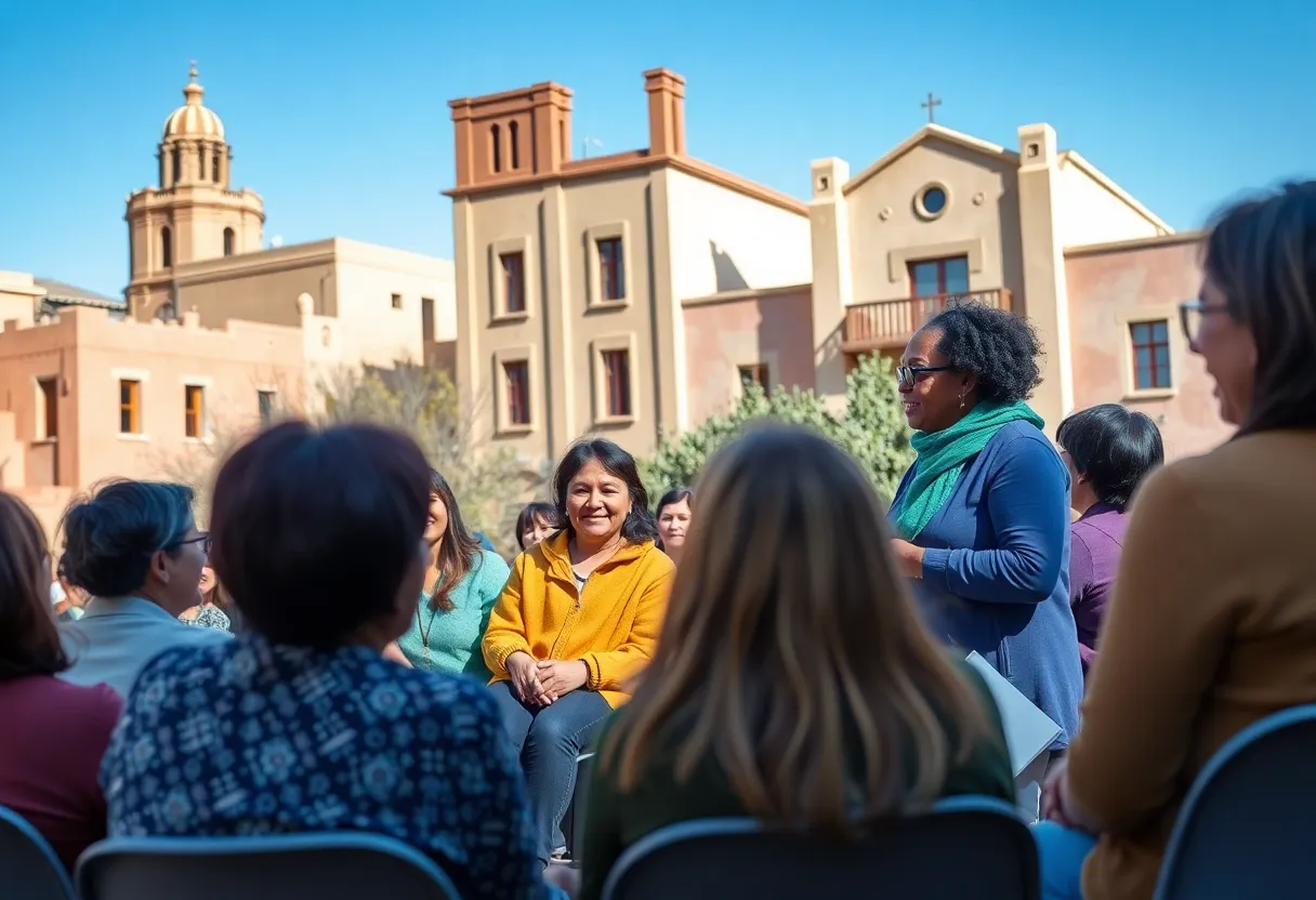 Early childhood care providers discussing the universal child care plan in Santa Fe