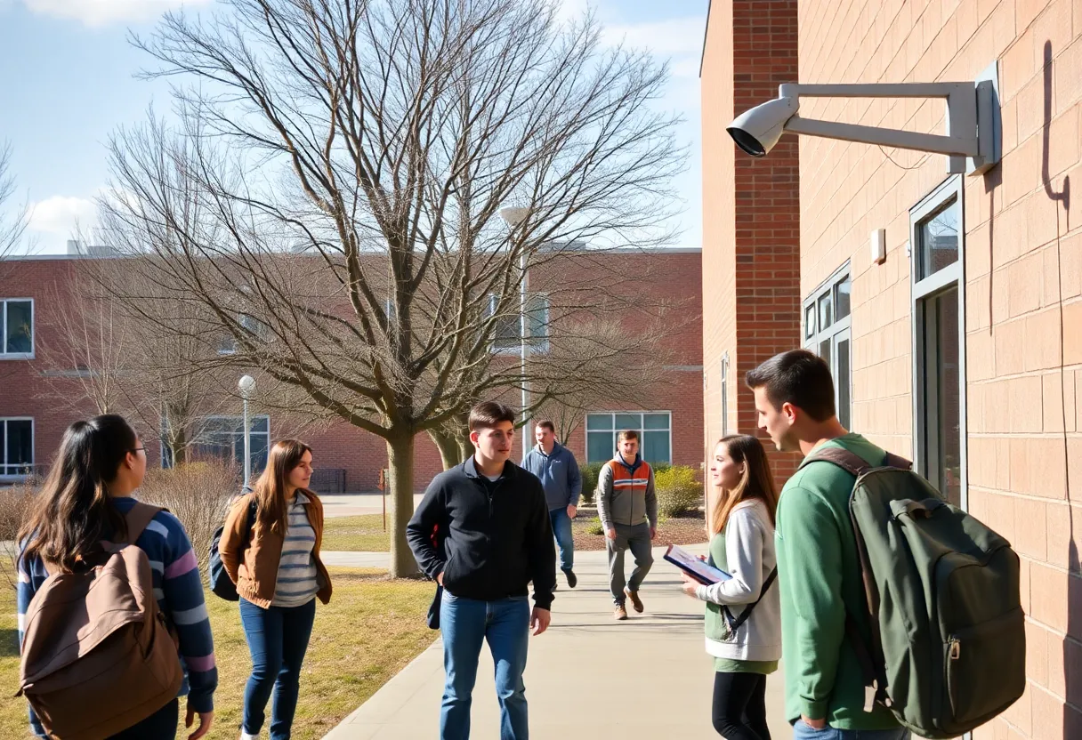 Students attending a safety workshop at a New Mexico college campus.