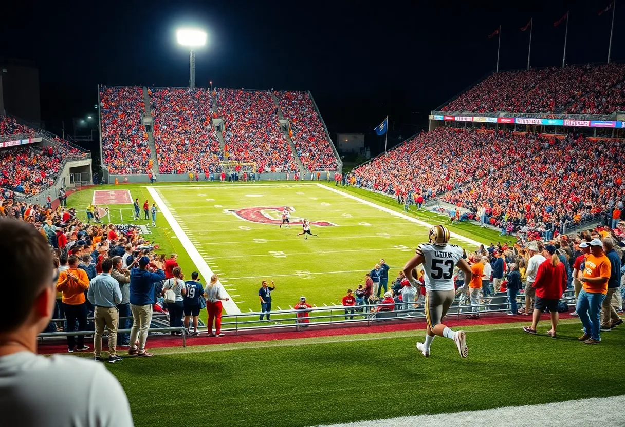 New Mexico Lobos player scoring a touchdown during homecoming