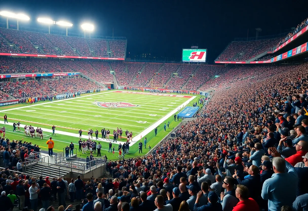 New Mexico Lobos celebrating their victory in a football game against Utah State.