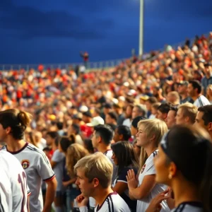 Crowd cheering at New Mexico soccer match