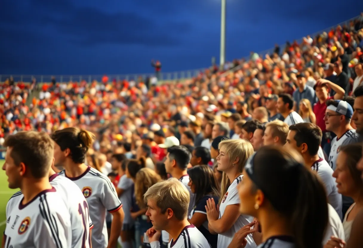 Crowd cheering at New Mexico soccer match