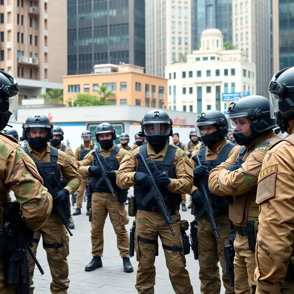 Members of the New Mexico National Guard training in urban environment for public safety support