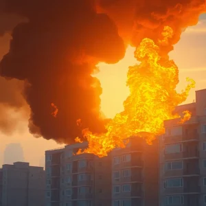 Firefighters battling flames at an apartment complex in northeast Albuquerque.