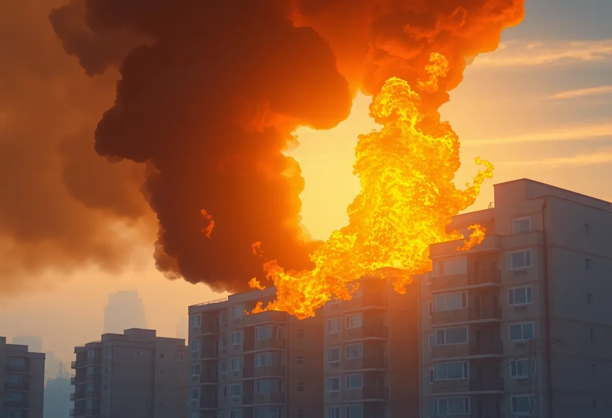 Firefighters battling flames at an apartment complex in northeast Albuquerque.