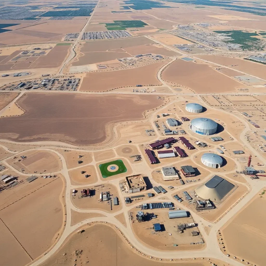 Aerial view of oil fields in the Permian Basin, New Mexico.
