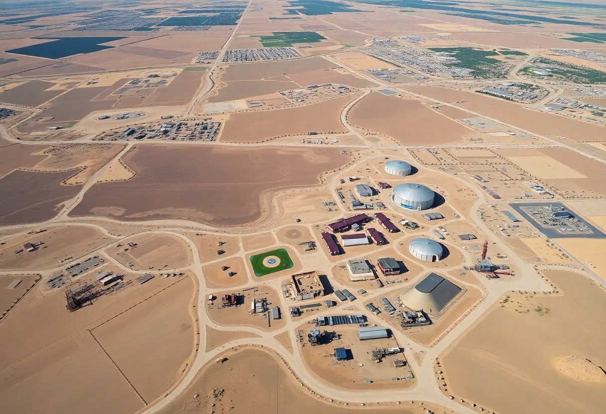 Aerial view of oil fields in the Permian Basin, New Mexico.