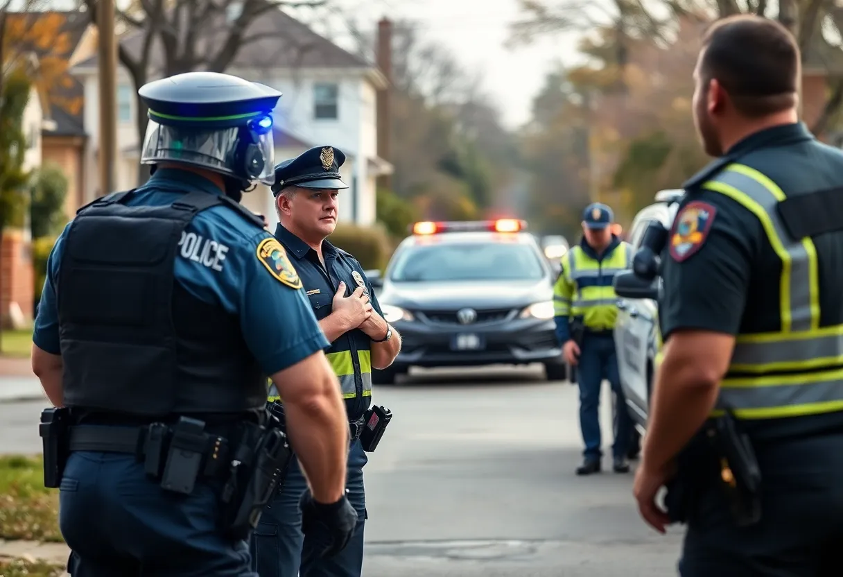 Police officers at the scene of a domestic call in Albuquerque