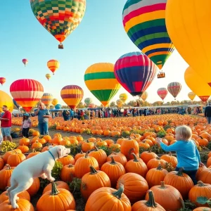 Families enjoying the pumpkin patch at the ABQ BioPark Harvest Festival