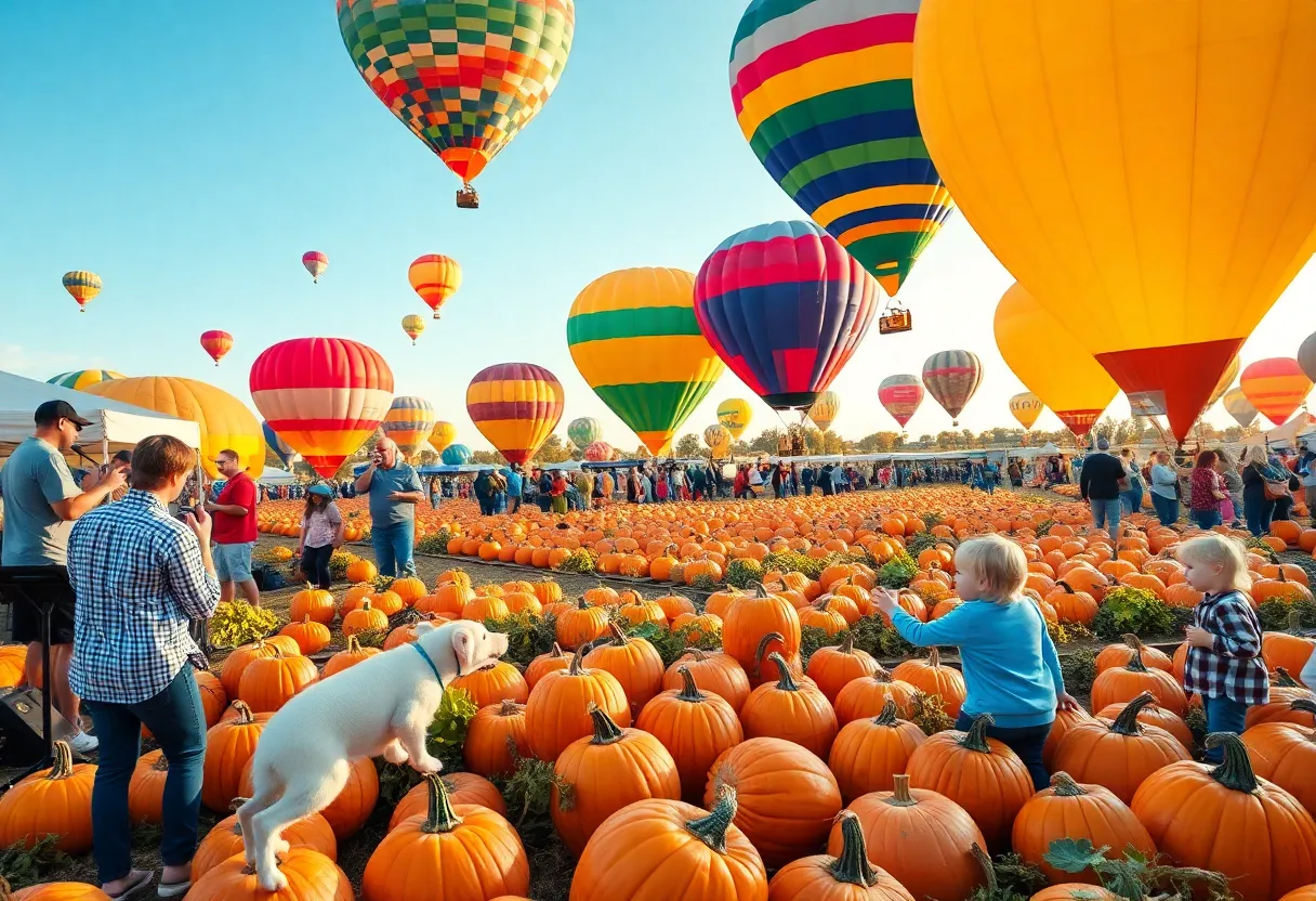 Families enjoying the pumpkin patch at the ABQ BioPark Harvest Festival