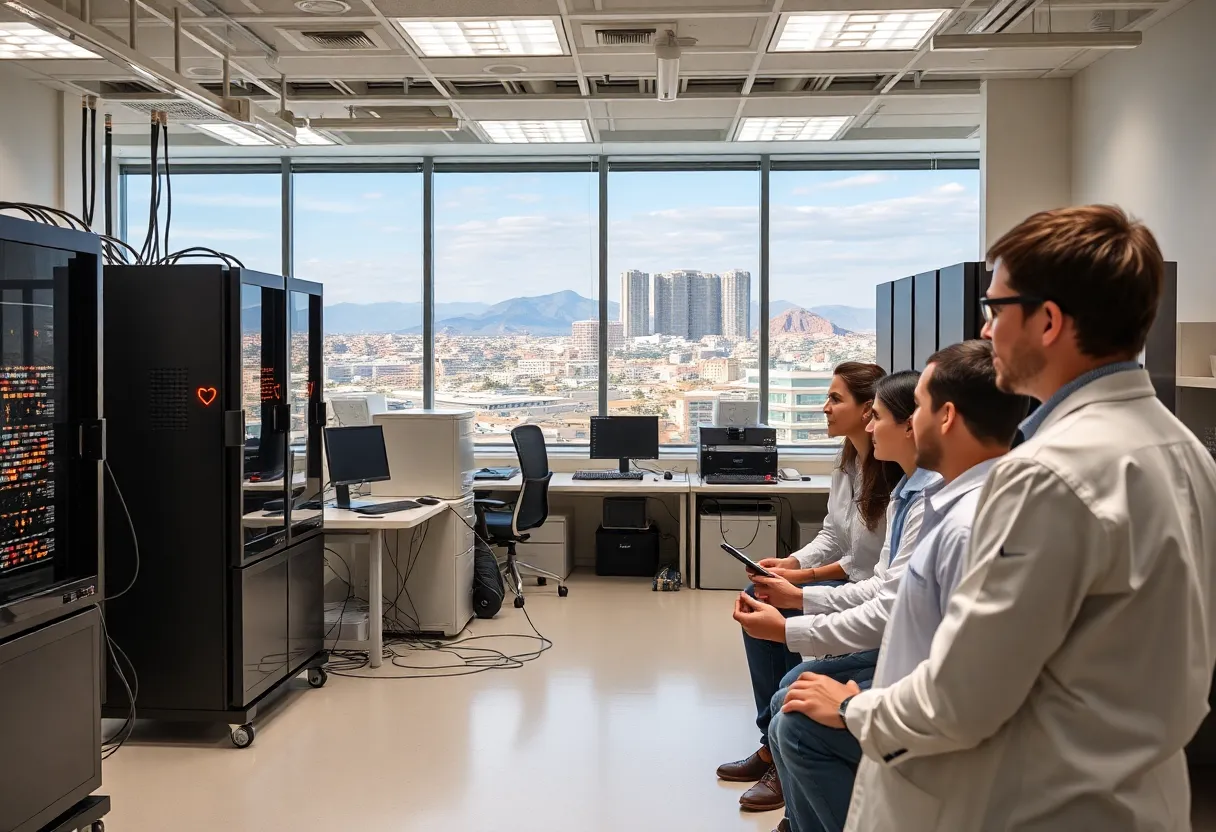 Engineers working in a quantum computing lab in Albuquerque.