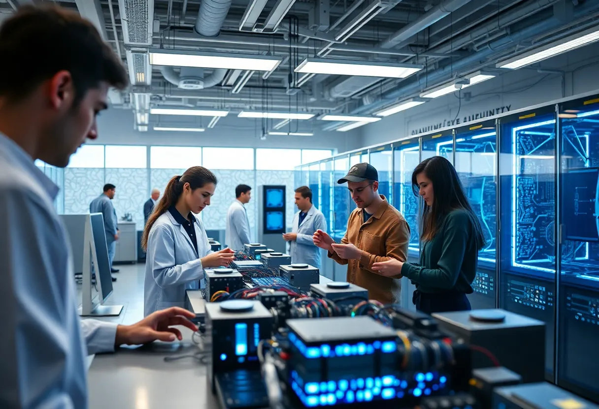 Students participating in hands-on quantum computing training at Sandia National Laboratories.
