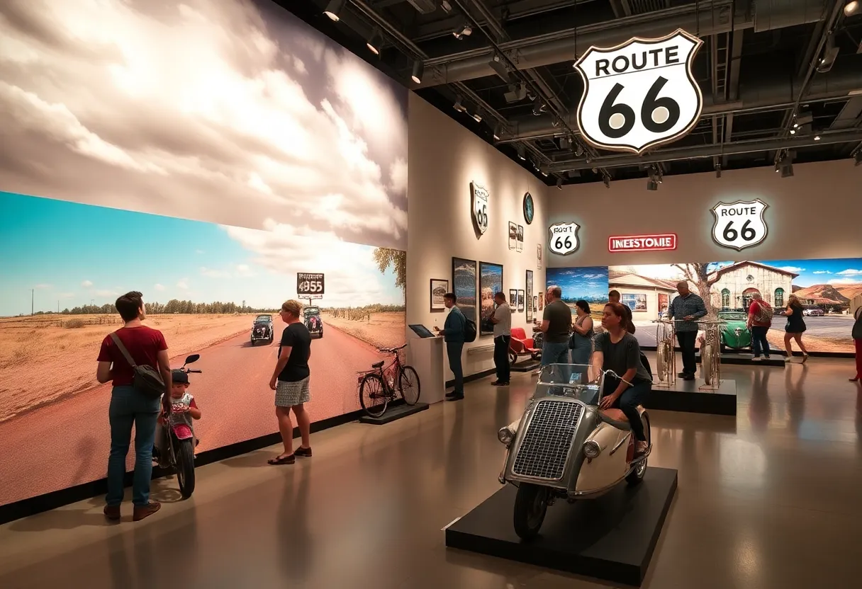 Multimedia installations from the Route 66 Remixed art exhibit at UNM's ARTS Lab.