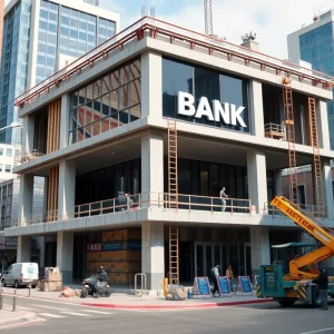 Construction of Sandia Credit Union's new branch in northeast Albuquerque.