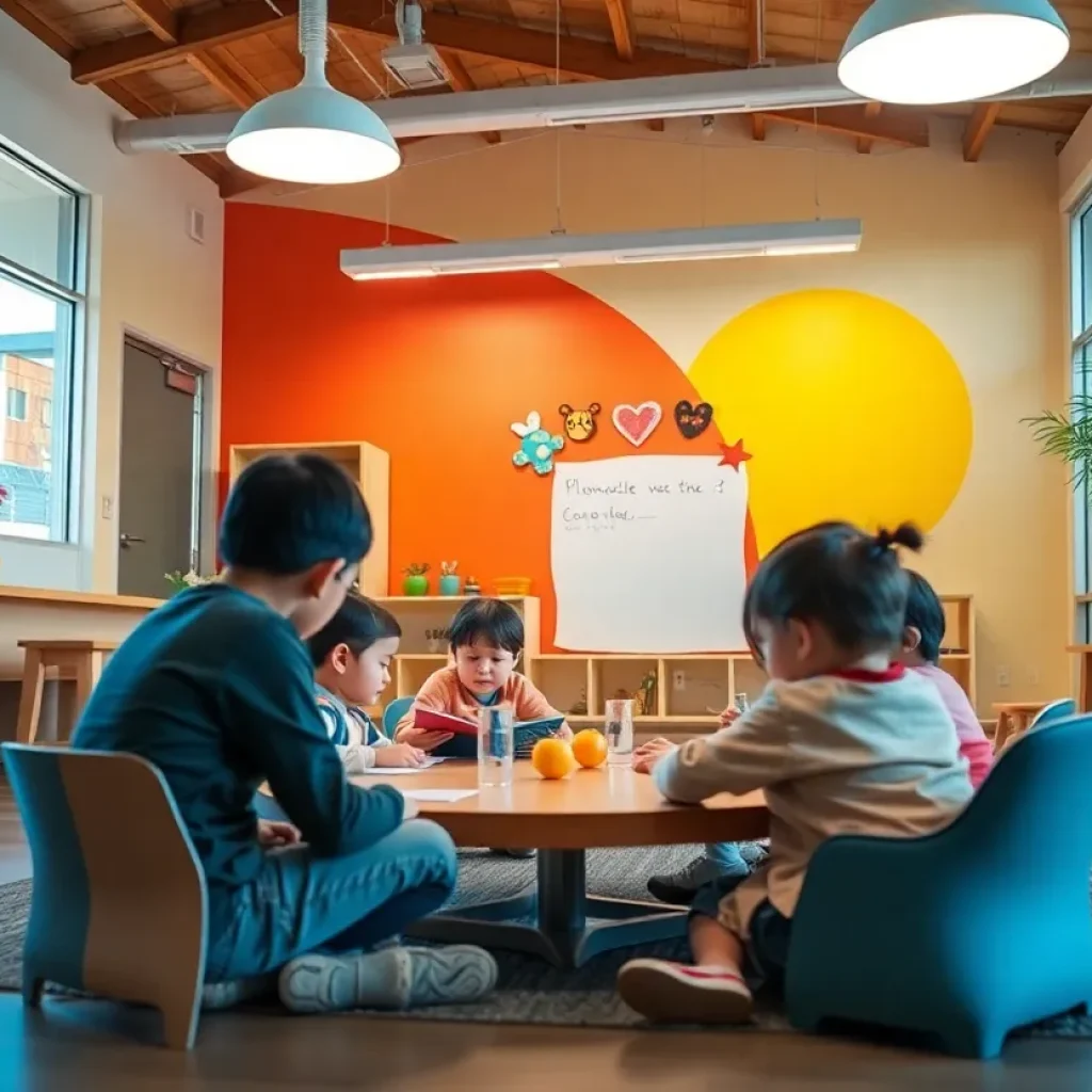 Children learning at the Sandia Pueblo Early Childhood Development Center.