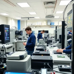 Students engaged in semiconductor manufacturing training at NMSU
