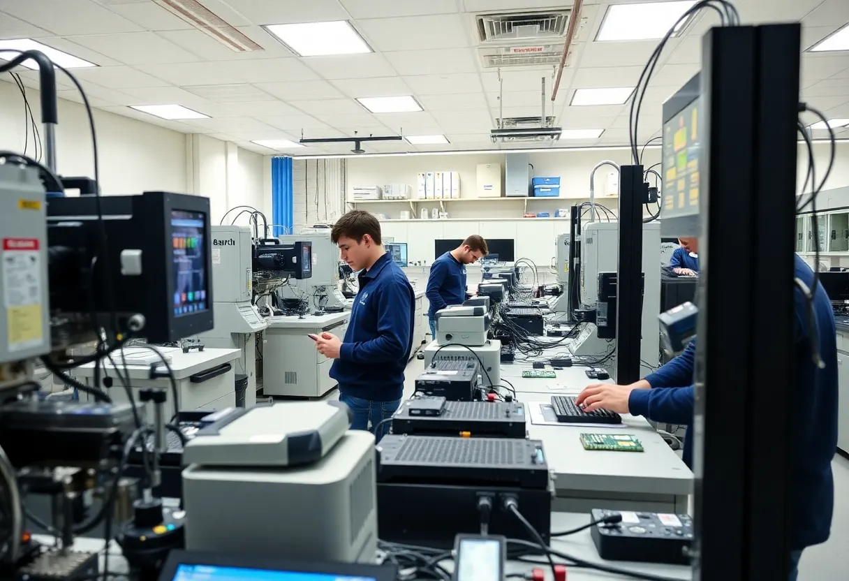 Students engaged in semiconductor manufacturing training at NMSU