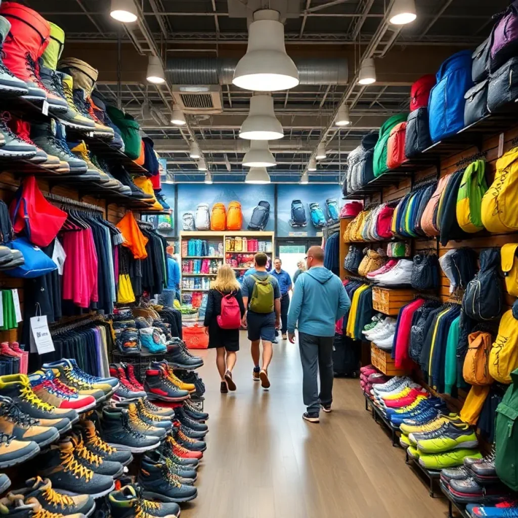 Sierra Trading Post retail store showcasing outdoor gear and apparel.