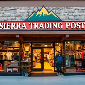 Exterior view of Sierra Trading Post store in Albuquerque showcasing outdoor gear