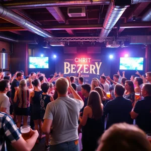 Stratus Phear performing at Hops & Dough Brewery with an enthusiastic crowd.