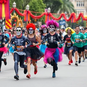 Participants enjoying the vibrant Sugar Skull Fun Run event