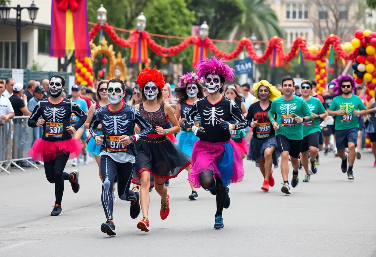 Participants enjoying the vibrant Sugar Skull Fun Run event