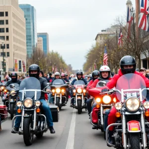 Motorcycle parade for Toys for Tots event in Albuquerque