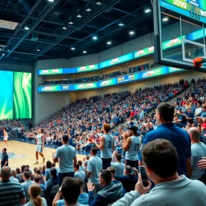 University of New Mexico men's basketball team playing during exhibition game