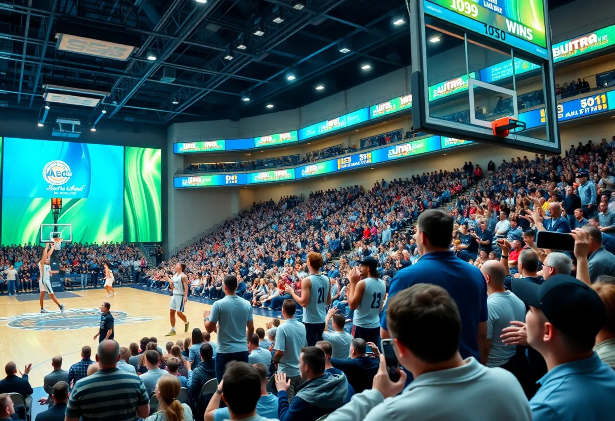 University of New Mexico men's basketball team playing during exhibition game
