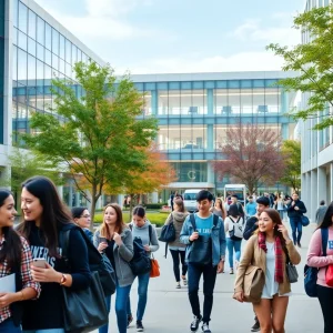 University of New Mexico campus with students